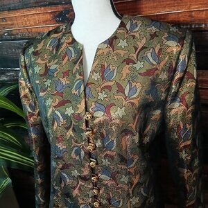 Doncaster Custom Vintage Jacket Unique Metallic Floral Jacquard USA Made